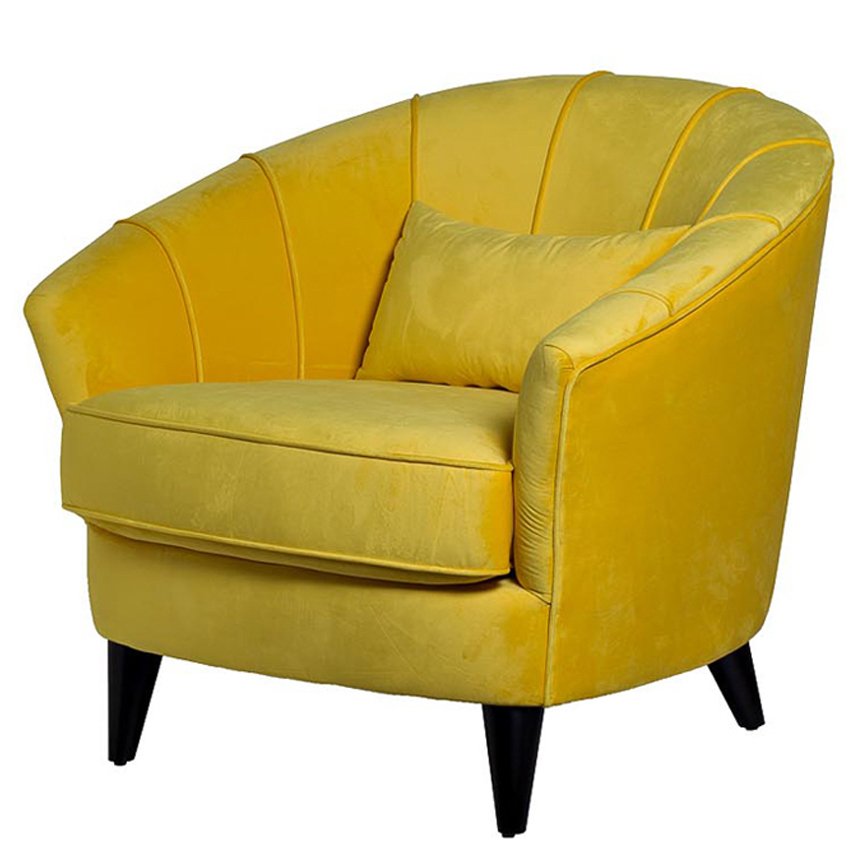 Amour Curved Back Velvet Chair Yellow