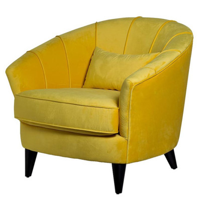Amour Curved Back Velvet Chair Yellow