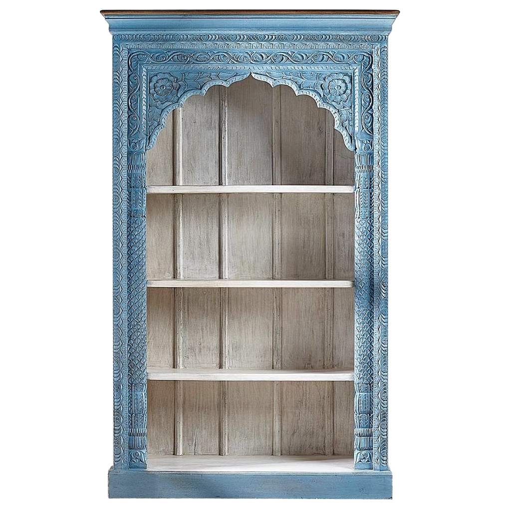 Blue Mango III Rack Голубой Стеллаж с резным орнаментом