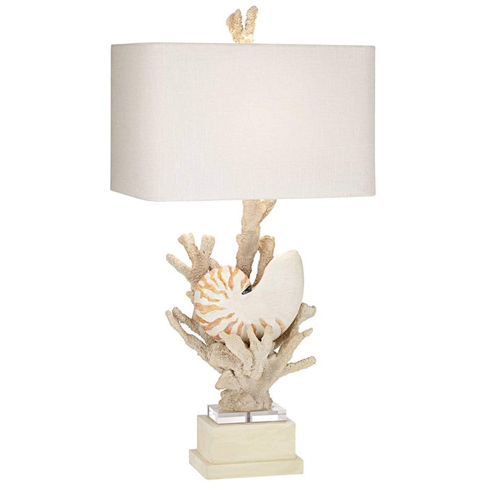 Nautilus Shell and White Coral Table Lamp