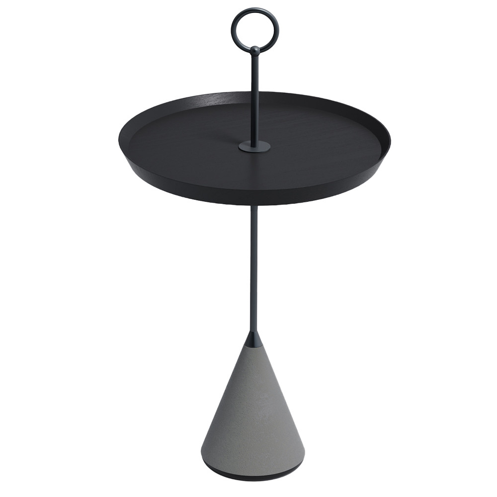 Pin журнальный столик чёрный с кольцом из натурального дуба и бетона