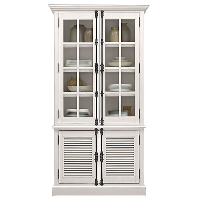 Shutter Double-Door Sideboard & Glass Hutch Буфет с реечными дверями светлый дуб