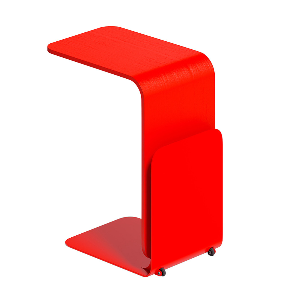 Stolik 90 Журнальный столик из шпона ясеня с красной эмалью