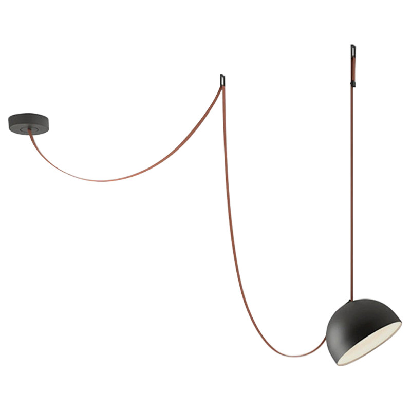 Vibia PLUSMINUS Подвесной светодиодный светильник c черным абажуром на красном текстильном тросе