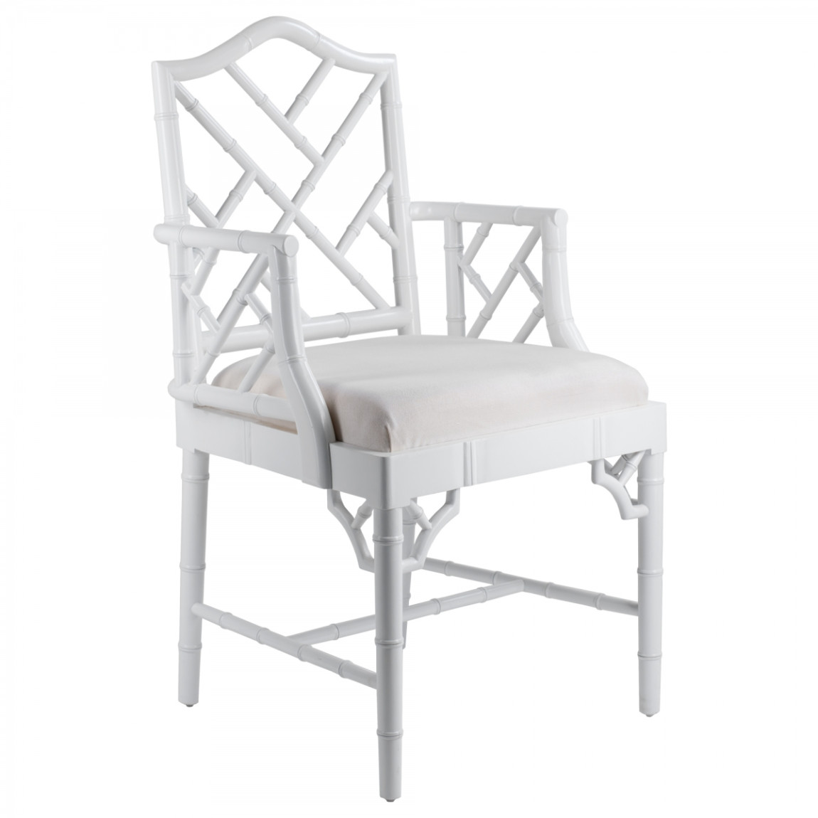 White Chippendale Arm Chair