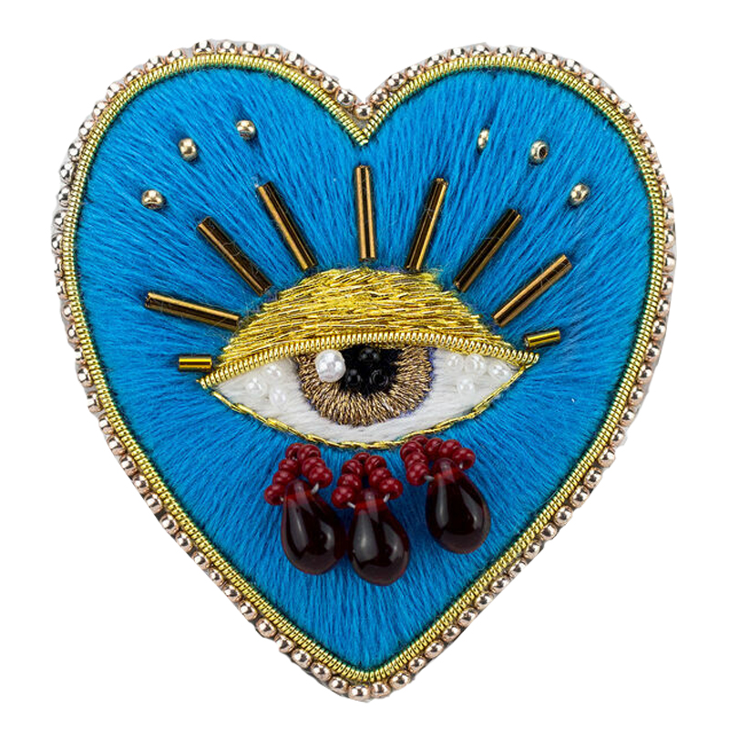 Авторская Брошь Синее Сердце Королевы Brooch Blue Heart Queen