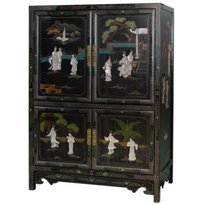 Антиквариат китайский шкаф Chinese Cabinet Pearl Black создан в начале прошлого века