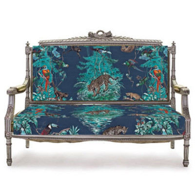 Антикварный Диван Canape в обивке Hermes Equateur imprime