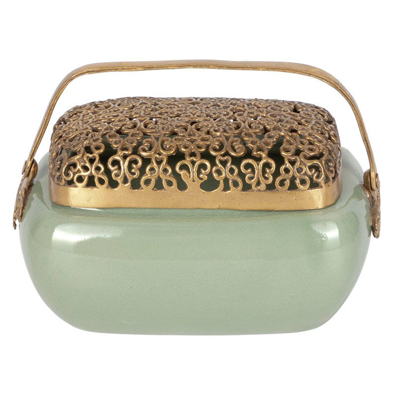 Аромалампа фарфоровая зеленая Amelia