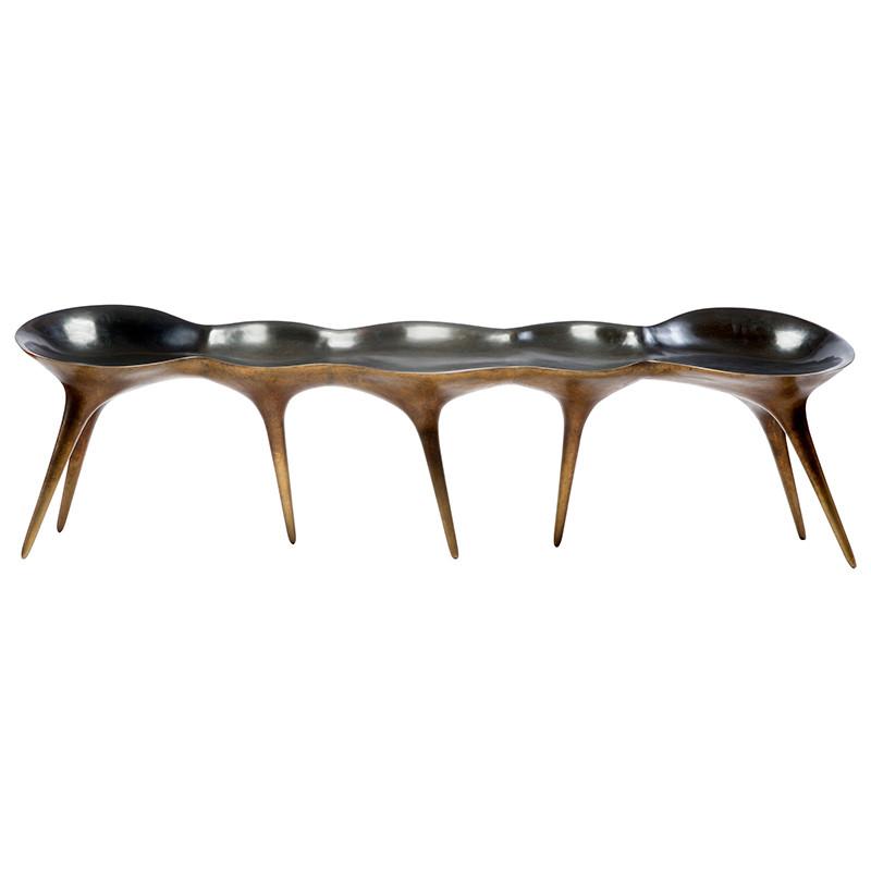 Банкетка Дизайнерская Molecule Bench in Cast Bronze дизайн Timothy Schreiber бронза