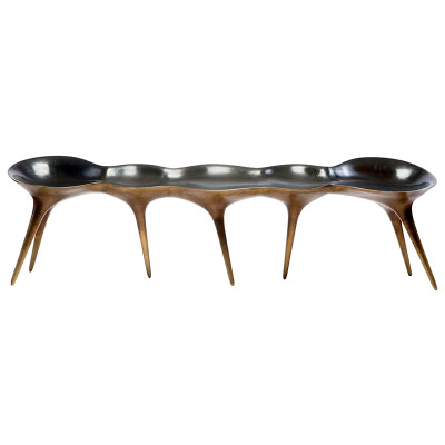Банкетка Дизайнерская Molecule Bench in Cast Bronze дизайн Timothy Schreiber бронза