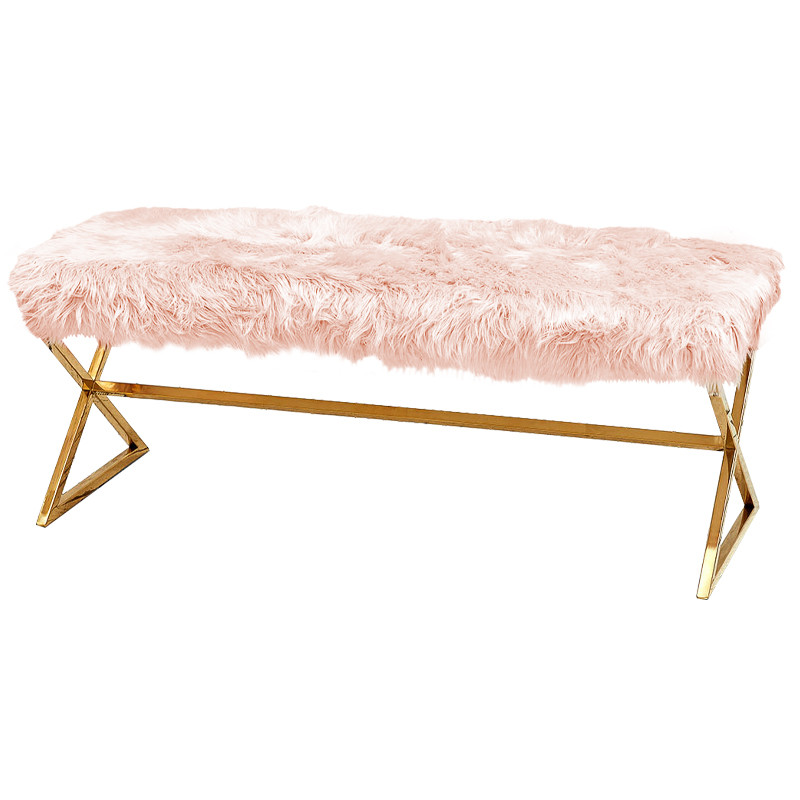 Банкетка из искусственного меха Phyllis Banquet Pink Gold