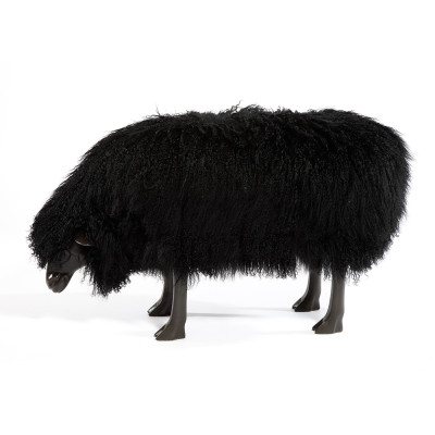Банкетка Овечка черная Sheep Bench Black head down