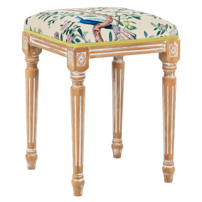 Банкетка одноместная из массива бука с цветочным принтом Beige Chinoiserie Garden Banquette