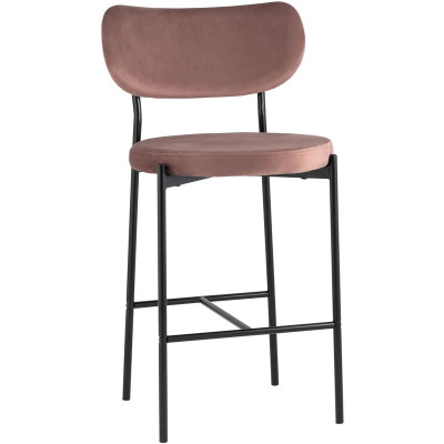 Барный Стул Alfie Chair Черные ножки Розовый Велюр
