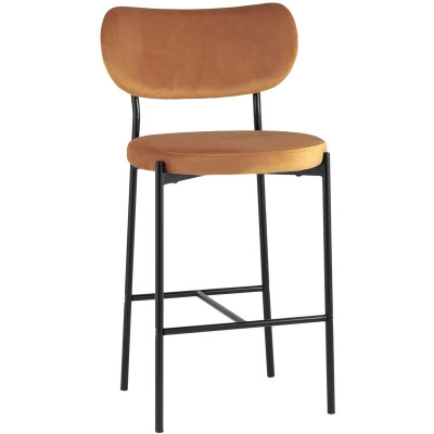Барный Стул Alfie Chair Черные ножки Терракотовый Велюр