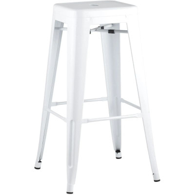 Барный Стул без Спинки Белый Глянцевый Металл