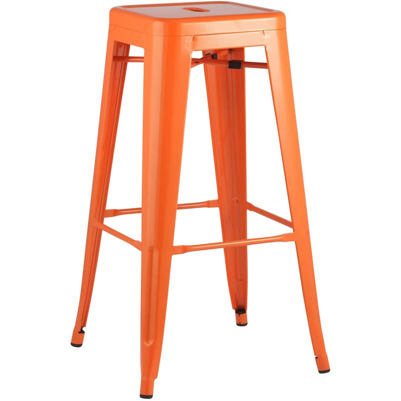 Барный Стул без Спинки Оранжевый Глянцевый Металл