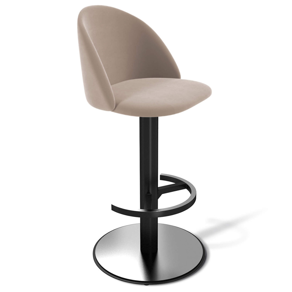 Барный стул вращающийся со спинкой Бежевый Велюр Vendramin Chair