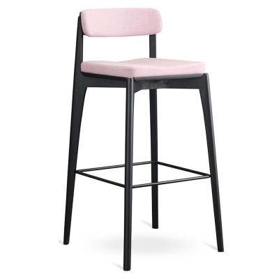 Барный стул из массива ясеня с обивкой из рогожки Elegant Ash Shape