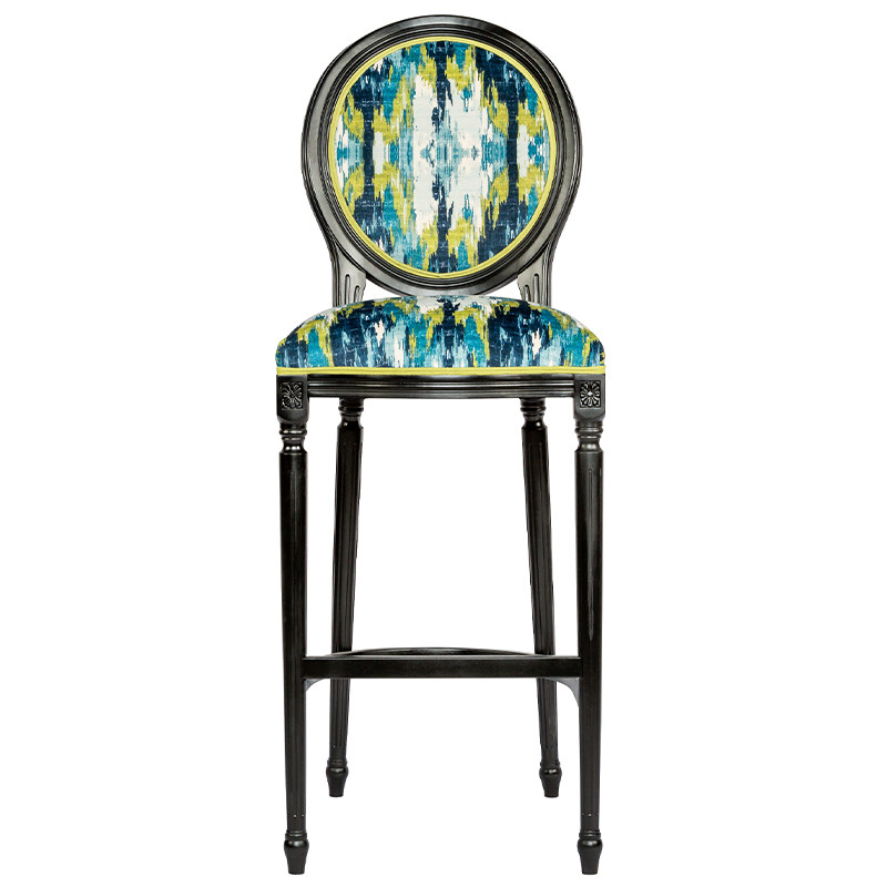 Барный стул с сине-зеленым узором Ikat Pattern