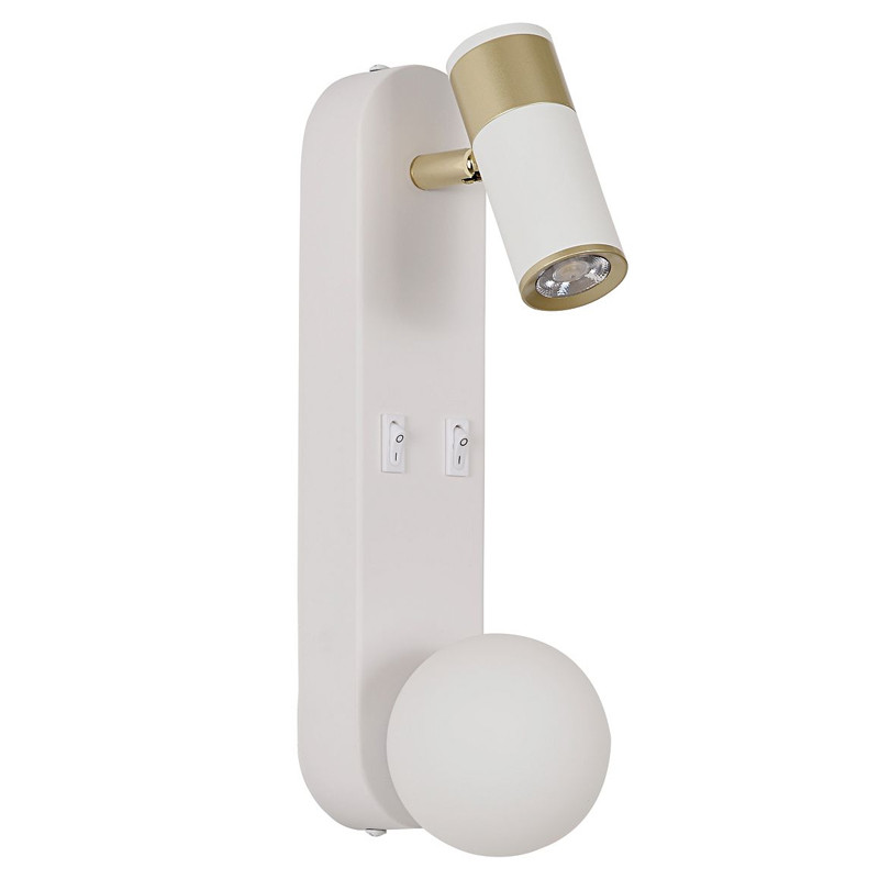 Белое бра с 2-мя источниками света Doublight Goldy