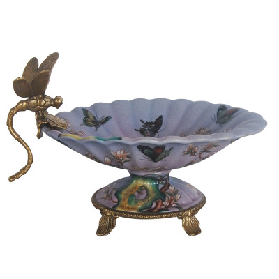Блюдо Bronze Dragonfly and Butterflies