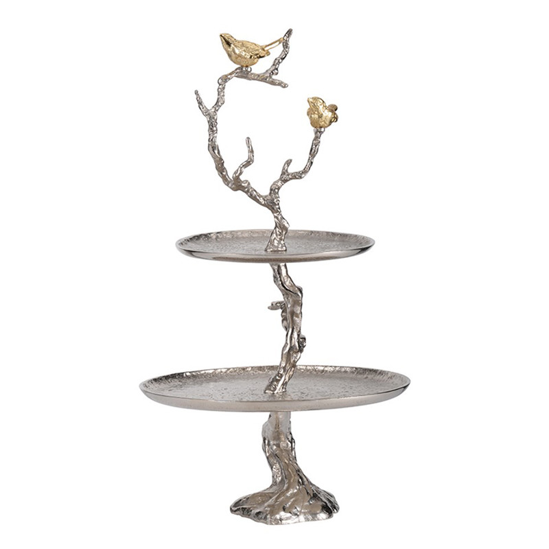 Блюдо двухъярусное Birds on Branches silver