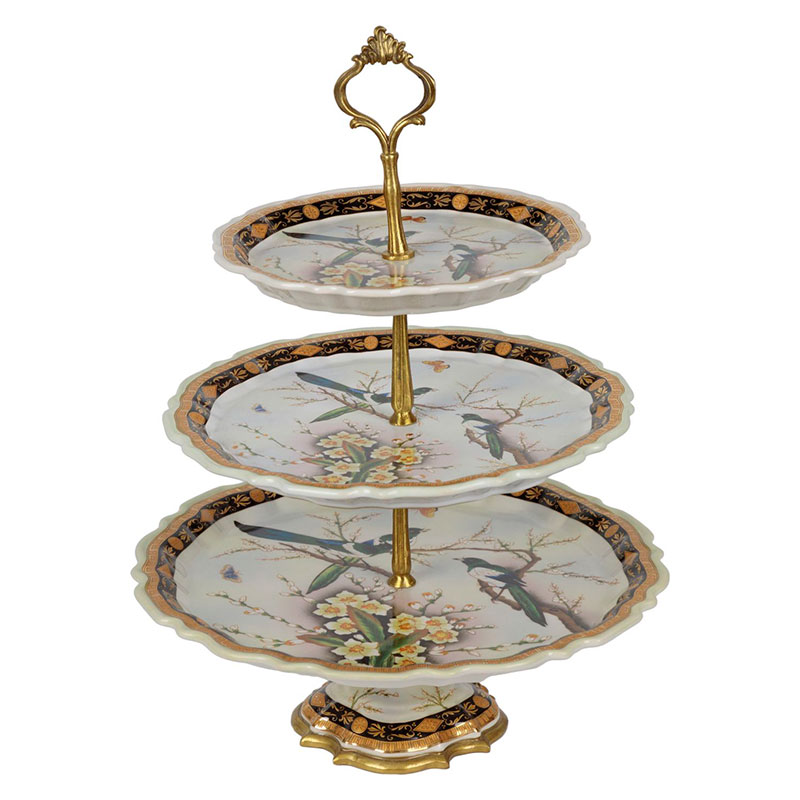 Блюдо фарфоровое для фруктов три яруса Fruit