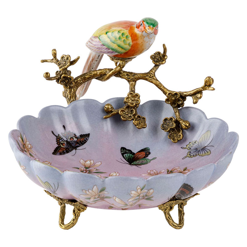 Блюдо фарфоровое с фигуркой попугая Jocelyn