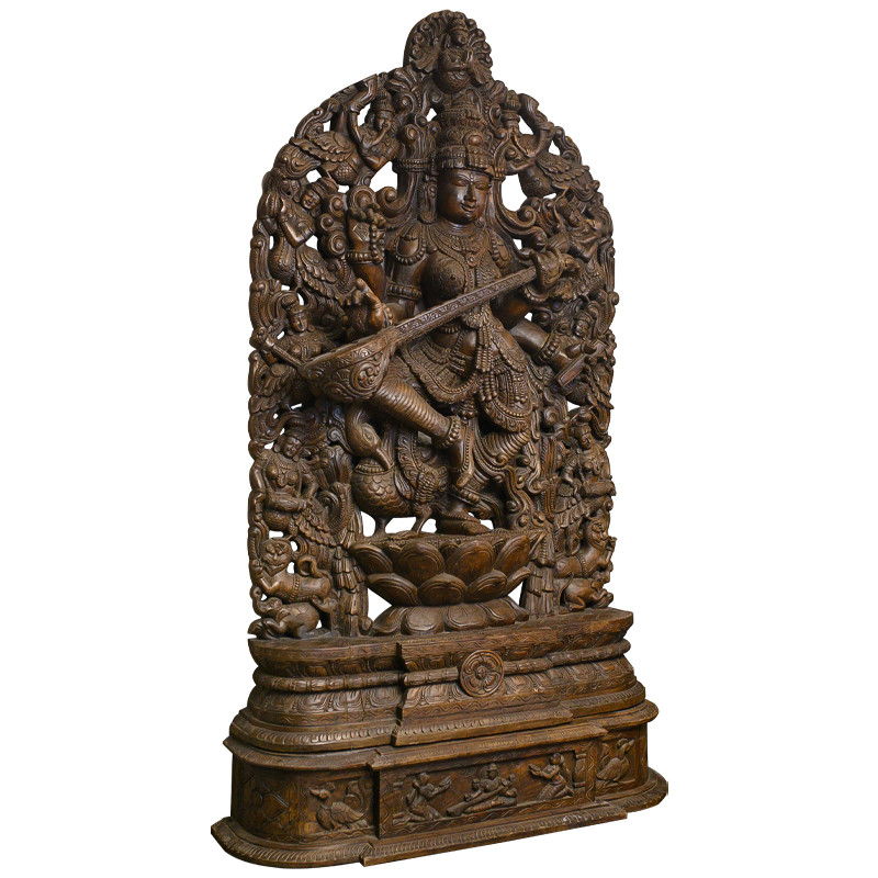 Большая декоративная фигура из дерева "Сарасвати Богиня" Индия