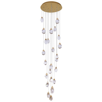 Большая каскадная люстра с хрустальными плафонами Esme Crystal Brass Cascade Chandelier 25