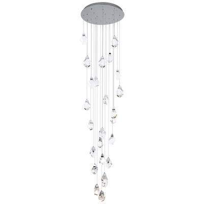 Большая каскадная люстра с хрустальными плафонами хром Esme Crystal Chrome Cascade Chandelier 25