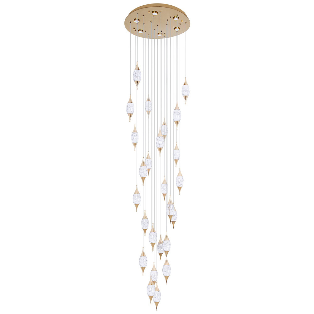Большая каскадная люстра с хрустальными подвесками Esme Drops Crystal Brass Cascade Chandelier 25