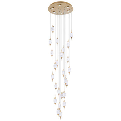 Большая каскадная люстра с хрустальными подвесками Esme Drops Crystal Brass Cascade Chandelier 25