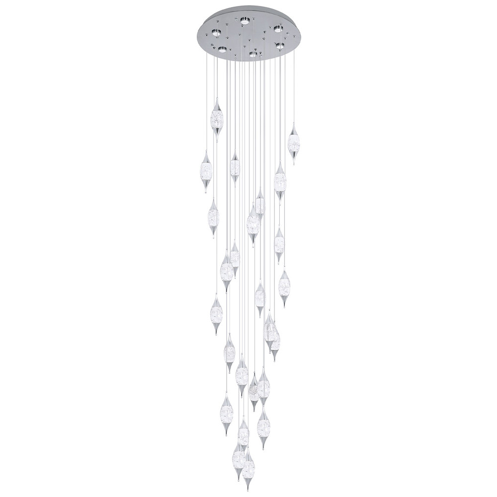 Большая каскадная люстра с хрустальными подвесками Esme Drops Crystal Chrome Cascade Chandelier 25