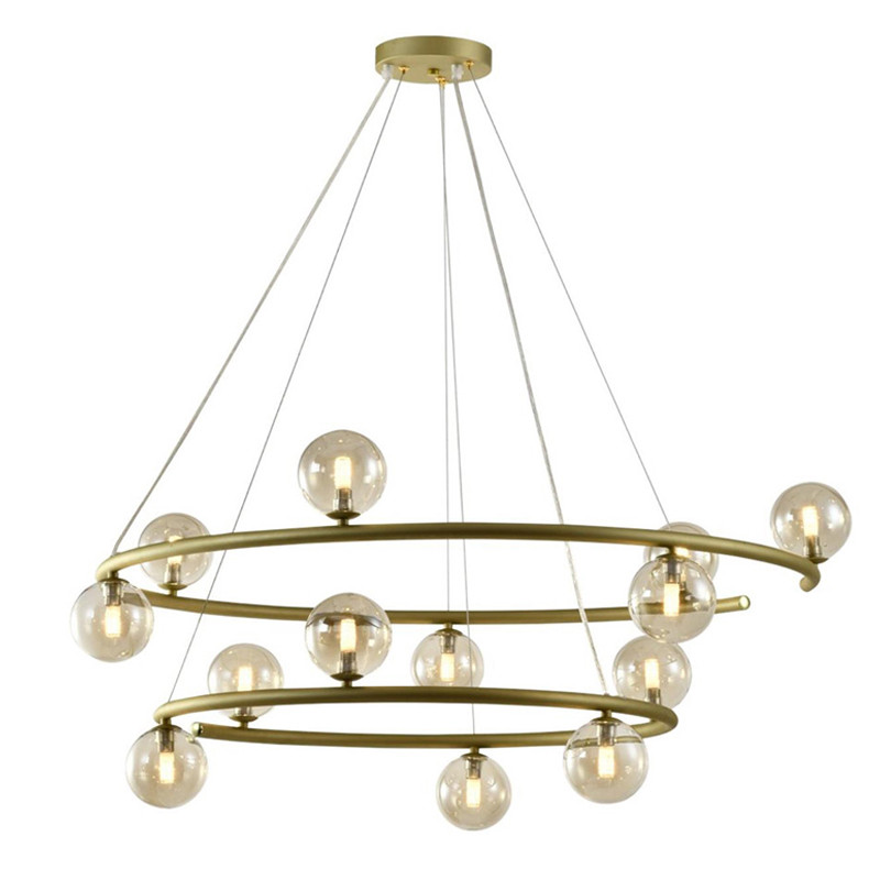 Большая люстра с двумя ярусами Bubble Glass Gold
