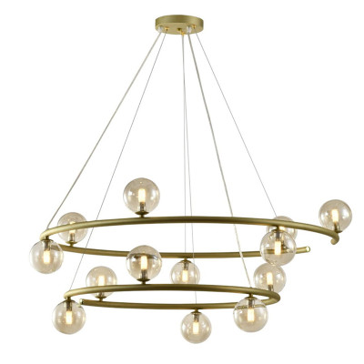 Большая люстра с двумя ярусами Bubble Glass Gold