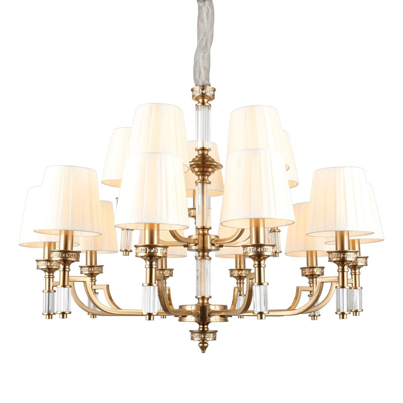 Большая люстра с тканевыми абажурами Brolevbrus Бронза