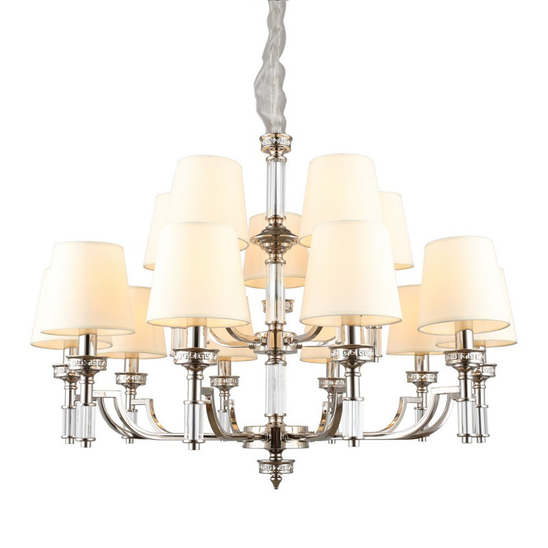 Большая люстра с тканевыми абажурами Brolevbrus Хром