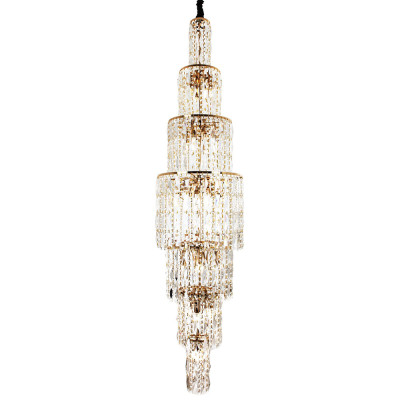 Большая многоярусная люстра с хрустальными подвесками Crystal Art Multi-tiered Gold Chandelier