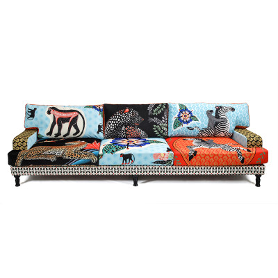 Большой Трехместный Диван с цветным принтом Qalakabusha Large Sofa