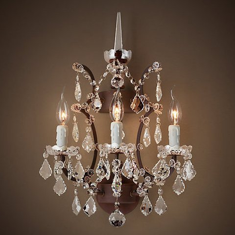 Бра 19th c. Rococo IRON & CLEAR CRYSTAL Wall Lamp