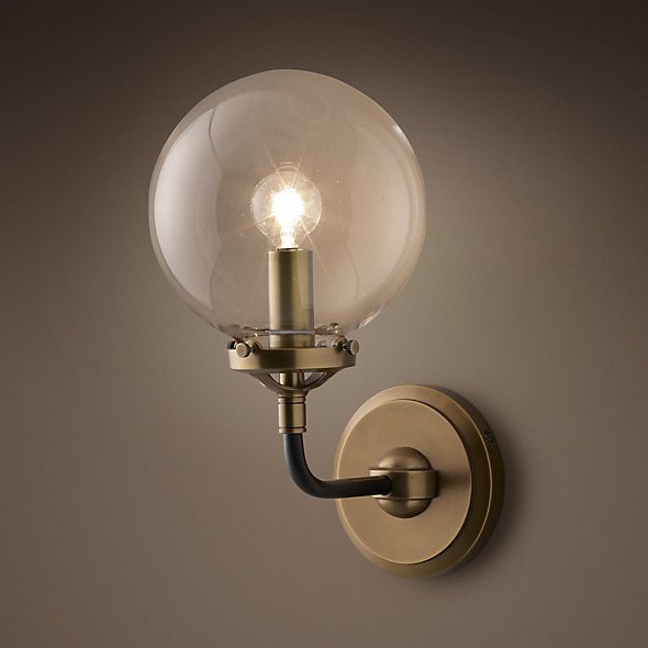 Бра БИСТРО Globe Clear Glass Single Sconce Brass