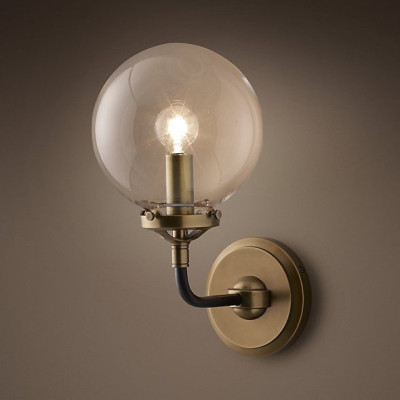 Бра БИСТРО Globe Clear Glass Single Sconce Brass