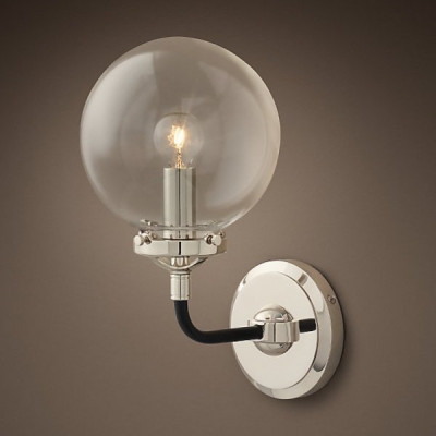 Бра Бистро Globe Clear Glass Single Sconce Nickel