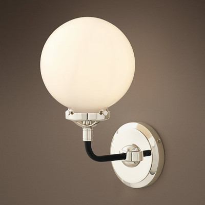 Бра Бистро Globe Clear Glass Single Sconce Nickel Milk