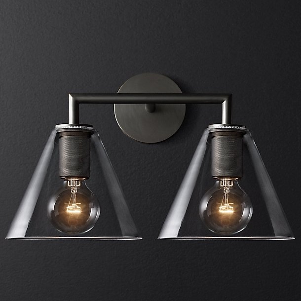 Бра Utilitaire Funnel Shade Double Sconce Black