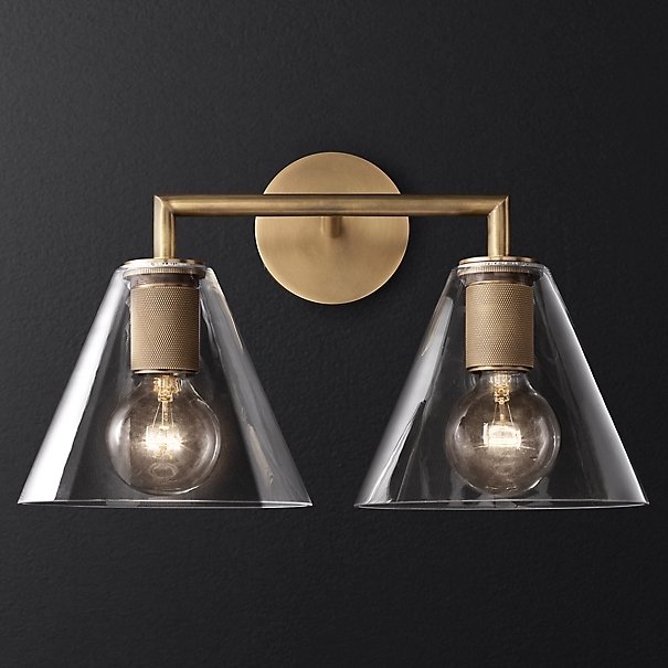 Бра Utilitaire Funnel Shade Double Sconce Brass
