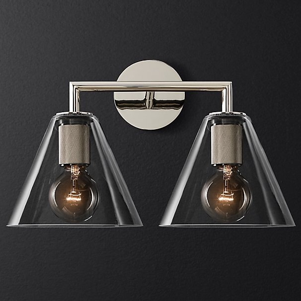 Бра Utilitaire Funnel Shade Double Sconce Silver